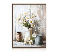 Dazzlewall Art Mural de Marguerite Vintage Rustique, Impression Botanique pour Décoration de Salle de Bains Style Fermier et de Salon 12x16 pouces sans Cadre