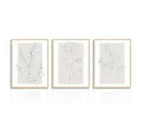Dazzlewall Art Mural Minimaliste Beige Abstrait Plantes en Toile, Tableau Décoration Murale Ligne de Fleur Botanique, Affiche Floral pour Chambre Salon 30x40 cm Sans Cadre, Lot de 3
