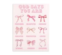 Dazzlewall Art Mural Motivant Inspirant, Impressions sur Toile de Dieu Dit Que Tu Es avec Ruban Rose pour Chambre de Jeune Fille, Dortoir et Salon 12x16 pouces sans Cadre