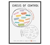 Dazzlewall Cercles de Contrôle Art Mural, Signe D’Affiche de Motivation Simple Positif, État D’Esprit de Croissance Œuvres D’Art de Santé Mentale pour le Bureau de Thérapie, 12x16 pouce Non Encadré
