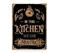 Dazzlewall Cuisine Rustique Art Mural Affiche, Vintage Nous Utilisons Magique Creuset Halloween Impression D’Œuvres D’Art, Décoration Murale de Salle À Manger en Détresse 12x16 pouce Non Encadré