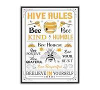 Dazzlewall Décoration Murale Abeille Rétro, Affiche Citation Motivationnelle Règles De La Ruche Pour Cuisine Chambre Ferme 30x40 Cm Sans Cadre