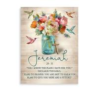 Dazzlewall Décoration Murale Verset Biblique Ferme Chrétienne, Tableau Colibri Floral Chrétien Pour Chambre Église 30x40 Cm Sans Cadre