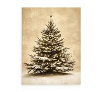 Dazzlewall Décoration murale vintage arbre de Noël - Œuvre d'art rustique - Forêt rétro - Décoration murale pour maison, chambre à coucher, salon, 30,5 x 40,6 cm - Sans cadre