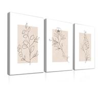 Dazzlewall Encadré Affiche de Décoration Murale Botanique Beige Affiche de Fleur Minimaliste Abstraite pour Chambre à coucher Décoration de Salon 12x16 in Lot de 3