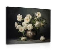 Dazzlewall Encadré Affiche Decoration Murale Fleur Blanche Vintage, Peinture à l'huile sur Toile Ferme Chalet, Tableau Boho Rustique Vintage pour Cuisine Chambre 30x40 cm