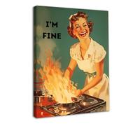 Dazzlewall Encadré Drôle Cuisine Art Mural Affiche, Vintage des Années 50 Femme Au Foyer Heureuse Photo pour Chambre À Coucher Cuisine Salle À Manger Décoration Murale 12×16 Po