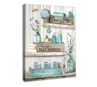 Dazzlewall Encadré Ferme Salle de Bain Art Mural Décor Libellule Fleur Et Bouteilles, Art Mural En Toile Rustique Pour Salle de Bain Toilette Décor 12x16 po