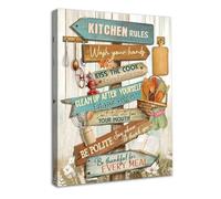 Dazzlewall Encadré Kitchen Rules Art Mural Décor, Affiche Drôle de Règles Culinaires, Toile Vintage Country Pour Espace Salon & Préparation Alimentaire 30x40 cm