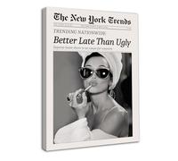 Dazzlewall Encadré New York Tendances Art Mural, Journal Noir Et Blanc Mieux Tard Que Laid Funky Affiche Féministe pour Salon Chambre 12x16 in