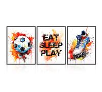 Dazzlewall Ensemble de 3 Œuvres Murales Graffiti sur le Thème du Football Représentant des Chaussures de Football, Posters pour la Décoration de Chambre d'Adolescent 30x40 cm Sans Cadre