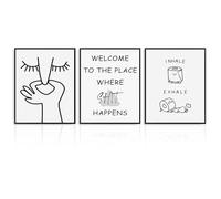 Dazzlewall Ensemble de 3 Œuvres Murales Minimalistes à Humour pour Salle de Bain, Imprimés Drôles de Panneaux Mauvaise Odeur pour la Décoration de Salle de Bain ou Toilettes 20x25 cm Sans Cadre