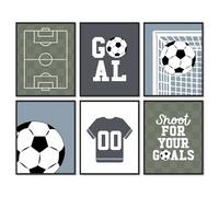 Dazzlewall Ensemble de 6 Œuvres Murales Motivantes sur le Thème du Football, Posters Sportifs avec Citations Inspirantes pour la Décoration de Salle de Jeux 20x25 cm Sans Cadre