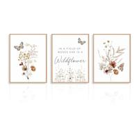 Dazzlewall Lot de 3 Affiches d'art Mural Fleur Aquarelle, Impression de Fleurs Sauvages et Papillons Boho, Poster d'inspiration pour Chambre Salon 30x40 cm Sans Cadre