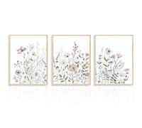 Dazzlewall Lot de 3 Décorations Murales en Aquarelle de Fleurs Sauvages, Art Mural Botanique Colorée, Affiches Minimalistes de Fleurs pour Chambre à Coucher Salon 30x40 cm Sans Cadre
