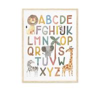 Dazzlewall Poster Alphabet Boho Safari, Décor Enfant avec Animaux pour Chambre d'Enfant Salon 30×40 cm Non Encadré