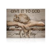 Dazzlewall Poster mural chrétien « Give It to God and Go to Sleep » avec citations inspirantes pour dortoir, chambre de fille, décoration de chambre de fille, 30,5 x 40,6 cm, sans cadre