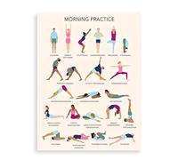 Dazzlewall Tableau Pratique De Yoga, Affiche Postures D'Entraînement Matinal Pour Studio De Yoga Salle De Sport Maison Salon 30x40 Cm Sans Cadre