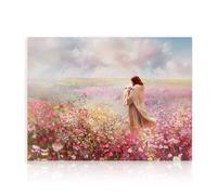 Dazzlewall Œuvre d'Art Chrétienne Représentant Jésus Embrassant un Agneau dans un Champ Fleuri, Imprimé pour la Décoration d'Église, Chambre ou Salle de Prière 30x40 cm Sans Cadre