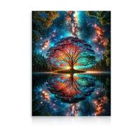 Dazzlewall Œuvre Murale Abstraite de l'Arbre de Vie, Reproduction Colorée d'une Peinture de Forêt Fantastique pour la Décoration de Chambre ou Salon 30x40 cm Sans Cadre