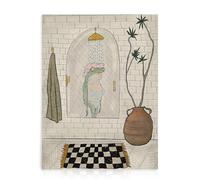 Dazzlewall Œuvre Murale Drôle pour Salle de Bain Représentant une Grenouille Excentrique sous la Douche, Image Humoristique Animalière pour la Décoration de Salle de Bain 30x40 cm Sans Cadre