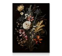 Dazzlewall Vintage Floral Wall Art décoration plantes noires fleurs toile Wall Art Moody Floral Print Dark Academy esthétique affiche chambre salon 12x16 unframed