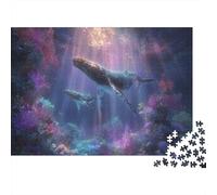Dazzling Swimming Whale Puzzle 1000 Pièces Jouet De Défi pour Adultes Jeu De Puzzle Défi Éducatif Cadeau De Décoration Intérieure 70x50cm/1000pcs
