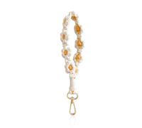 DAZZLUXE 1 bracelet chrysanthème, porte-clés, porte-clés, porte-clés blanc, ruban de style minimaliste, porte-clés tissé à la main, beige, taille unique