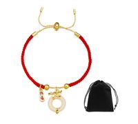 DAZZLUXE 1 bracelet en corde rouge, équipé de 1 sac de rangement noir, bracelet tissé, bracelet dragon chinois, bracelet rouge, bijoux créatifs personnalisés, bracelet réglable, 16,5 cm, corde,