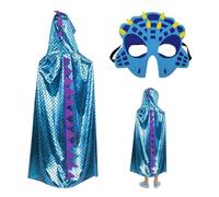 DAZZLUXE 1 ensemble de costume de dinosaure pour enfant, masque de dinosaure, cape bleue pour enfant, parfait pour les fêtes d'anniversaire, les jeux à thème, convient aux filles et aux garçons