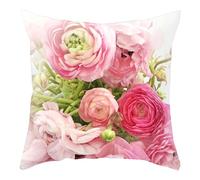 DAZZLUXE 1 housse de coussin en peluche à motif floral rose - 45 x 45 cm - Pour la maison, le salon, la chambre, le balcon, les canapés ou les chaises