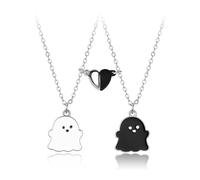 DAZZLUXE 1 paire de colliers fantômes noirs et blancs, pendentif magnétique, collier d'amitié, collier Bff, collier fantôme de dessin animé, collier pour bons amis, Métal