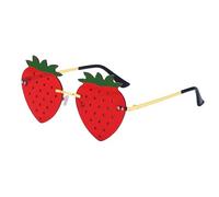 DAZZLUXE 1 paire de lunettes de soleil fraises sans monture, lunettes de soleil pour femme, lunettes de soleil Uv400, décorations de fraise, lunettes de soleil personnalisées à la mode, lunettes