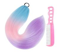 DAZZLUXE 1 queue de cheval colorée dégradée avec 1 peigne en acier antistatique, extensions de cheveux colorées, queue de cheval, bandeau tressé, perruque tendance pour filles et femmes.