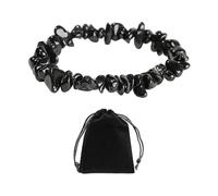 DAZZLUXE Bracelet en pierre naturelle noire, bracelet élastique en tourmaline noire irrégulière, bracelet de guérison, convient aux hommes