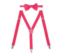 DAZZLUXE Bretelles et Nœud Papillon Rose - Ensemble de Cravates Réglables pour Hommes et Femmes - Accessoires de Carnaval