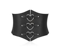 DAZZLUXE Ceinture Corset Large pour Femme - Élastique Vintage en Cuir Noir - Accessoire Vestimentaire - 65 * 17,5 cm