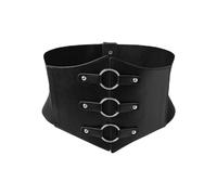 DAZZLUXE Ceinture Large Noire en Cuir - Corset à Lacets, Élastique, Vintage - Accessoire de Vêtement pour Femme