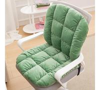 Dazzluxe Coussin De Chaise en Velours avec Attaches Élastiques, Coussins De Chaise À Dossier Haut Antidérapants avec Housse Amovible, Coussin De Siège À Dossier Doux À Carreaux pour Bureau,Green1