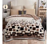 Dazzluxe Couverture Polaire en Vison pour Lit Queen Size 78,7" × 90,5", Couvertures De Lit en Peluche Douce Imprimées Réversibles À 2 Plis, 8,8 LB Jeté Épais Et Chaud pour L'automne Et l'hiver,H