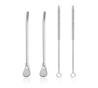 DAZZLUXE Cuillère à paille en acier inoxydable 2 pièces et brosse en 2 pièces, gobelet Yerba Mate en acier inoxydable, accessoires pour boire du thé, du café, du jus