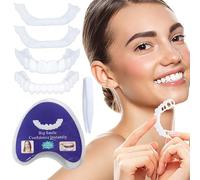 Dazzluxe Dents Artificielles, 2 Paires De Facettes Dentaires À Clipser, Prothèses Dentaires pour Sourire Parfait Mâchoires Supérieures Et Inférieures, Fausses Dents Cosmétiques Temporaires À Faire