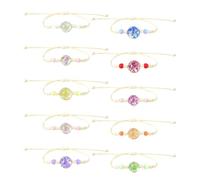 DAZZLUXE Lot de 10 Bracelets à Fleurs d'Amitié pour Filles, Tissés à la Main, Bracelets de Souhaits, Bijoux pour Enfants (Multicolore), Verre, Fleurs, Perles