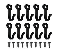 DAZZLUXE Lot de 10 Crochets Muraux Noirs avec Vis - Décoratifs, Simples et à Boucles pour Vêtements d'Extérieur
