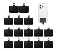 DAZZLUXE Lot de 15 patchs noirs pour coque de téléphone portable, chaînes de téléphone portable, patchs de lanière de téléphone portable, adaptateurs de lanière, accessoires de lanière de téléphone