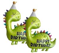 DAZZLUXE Lot de 2 ballons dinosaures, aluminium, Happy Birthday, anniversaires enfants, dinosaures, à l'hélium