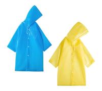 DAZZLUXE Lot de 2 imperméables pour enfants - Imperméables - Réutilisables - Poncho poncho pour garçons et filles - Housse de pluie respirante en EVA (bleu, jaune), bleu/jaune, 60-68