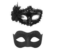 DAZZLUXE Lot de 2 masques vénitiens à paillettes - Masque de fête - Demi-masque pour les yeux sexy - Convient pour les spectacles sur scène, le cosplay, le carnaval (noir)
