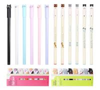 DAZZLUXE Lot de 2 notes de message, 6 stylos gel de 0,5 mm, 6 stylos à pointe de chat de 0,38 mm, stylos mignons, papier de note pour chat, stylos gel pour chat, cadeaux pour filles