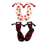 DAZZLUXE Lot de 2 Paires de Chaussettes Magnétiques Créatives Main Dans la Main pour Mollets - Idéales pour les Fêtes, la Saint-Valentin, les Anniversaires (Blanc)